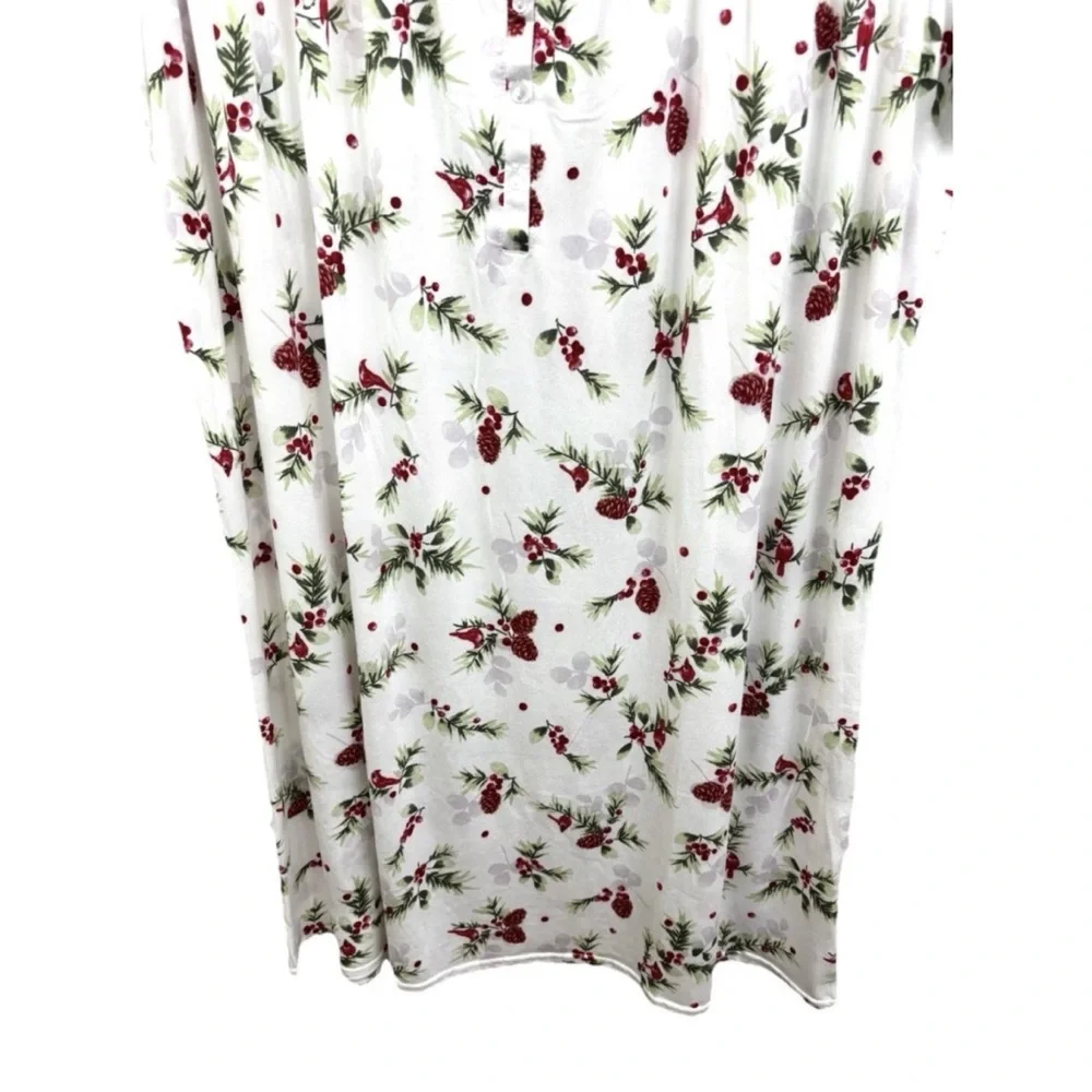 LAURA ASHLEY LACE TRIM NIGHTGOWN 1X SHORT SLV PLEATED 40